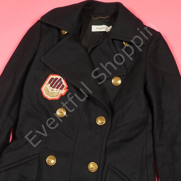 Coach Jackets & Blazers - Coach Naval Officer Pea Coat in Blue Size 0